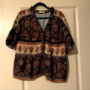 V-Neck Short Sleeve Peplum Top